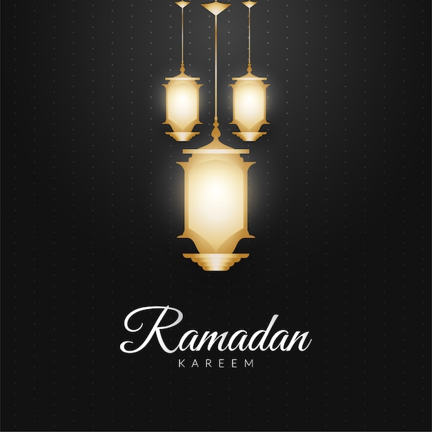 Eleganckie Tło Ramadan Kareem Ze świecącymi Latarniami