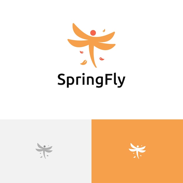 Eleganckie Wiosenne Skrzydła Owadów Ważki Latają Natura Prosty Pomysł Na Logo