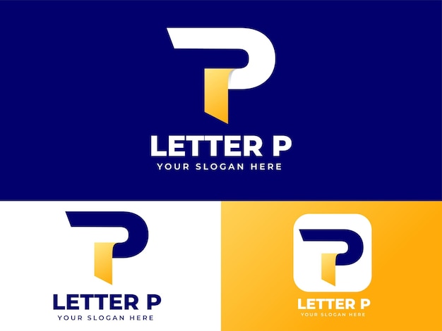 Eleganckie złote logo litery P