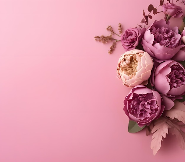 Plik wektorowy elegancko ułożone kwiaty róże na jasnoróżowym tle