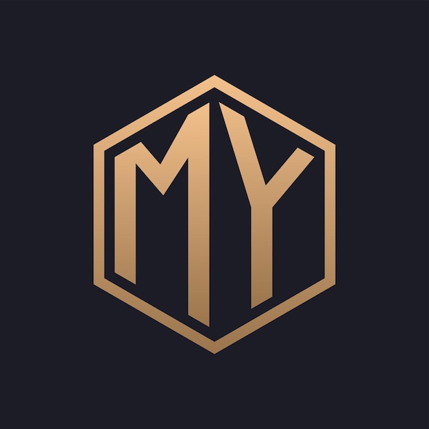 Elegant Hexagon Letter MY Logo Design Initial Luxurious MY Logo Template (Elegantne sześciokątne litery)