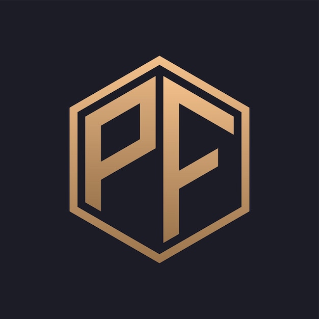 Elegant Hexagon Letter PF Logo Design Wstępny Luksusowy szablon logo PF
