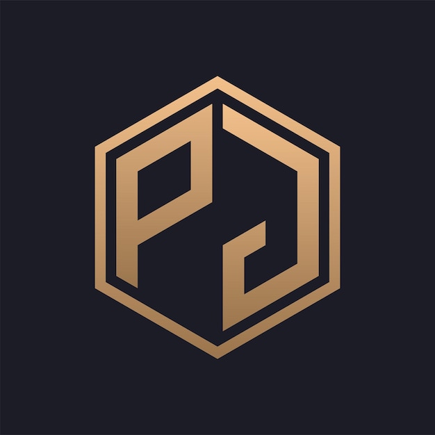Elegant Hexagon Letter PJ Logo Design Wstępny Luksusowy szablon logo PJ