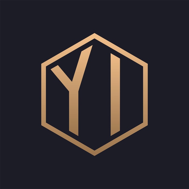 Elegant Hexagon Letter YI Logo Design Initial Luxurious YI Logo Template