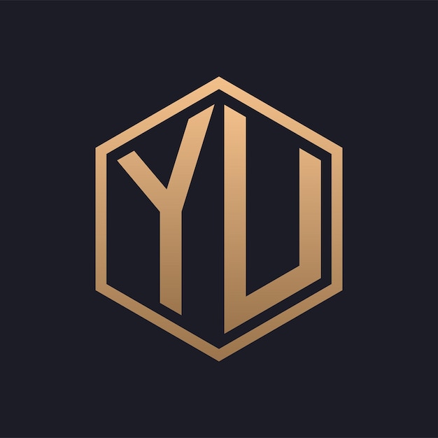 Elegant Hexagon Letter YU Logo Design Wstępny Luksusowy szablon logo YU