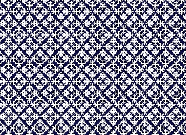 Elegant Navy and White Damask Tile Repeat