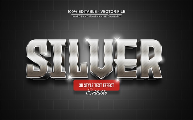 Elegant Silver 3d efekt tekstu edytowalny