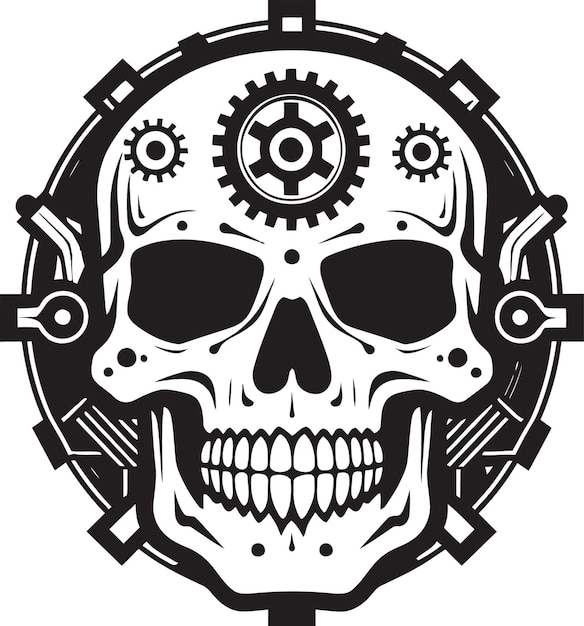 Plik wektorowy elegantna ikona czaszki w epoce cybernetyki elegancki symbol technologii cyfrowa dusza w metalu