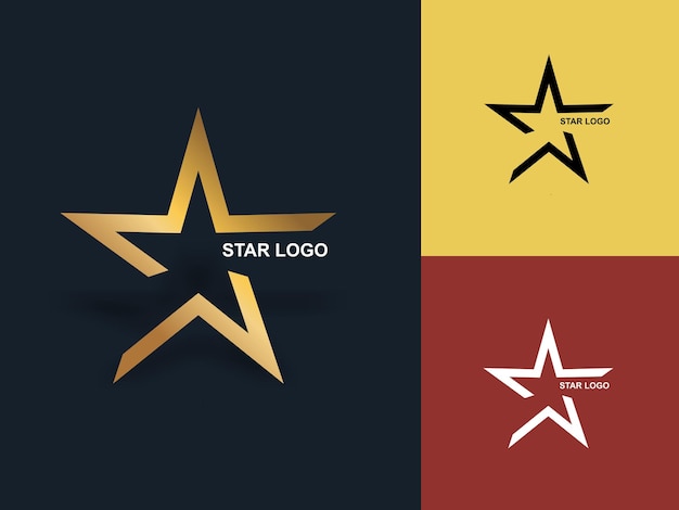 Elegantna Ikona Logo Gwiazdy Wektorowe Logo Złotej Gwiazdy
