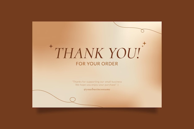 Elegantna Kartka Podziękowania Dla Małych Firm Online Ozdobiona Abstrakcyjnym Złotym Gradientem I Obiektem Botanicznym