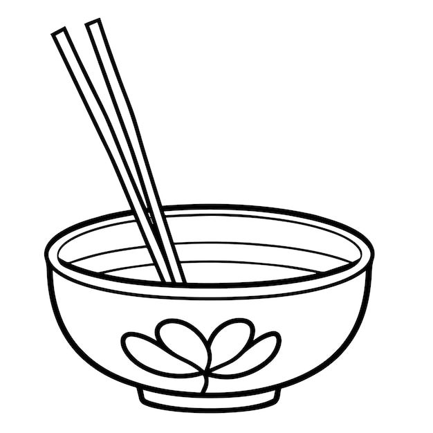 Elegantna miskę i pałeczki przedstawiają ikonę w formacie wektorowym dla wzorów kuchni azjatyckiej