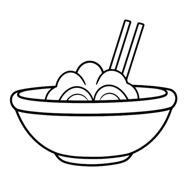 Elegantna miskę i pałeczki przedstawiają ikonę w formacie wektorowym dla wzorów kuchni azjatyckiej
