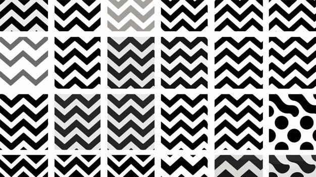Elegantne czarno-białe geometryczne wzory Zig Zag