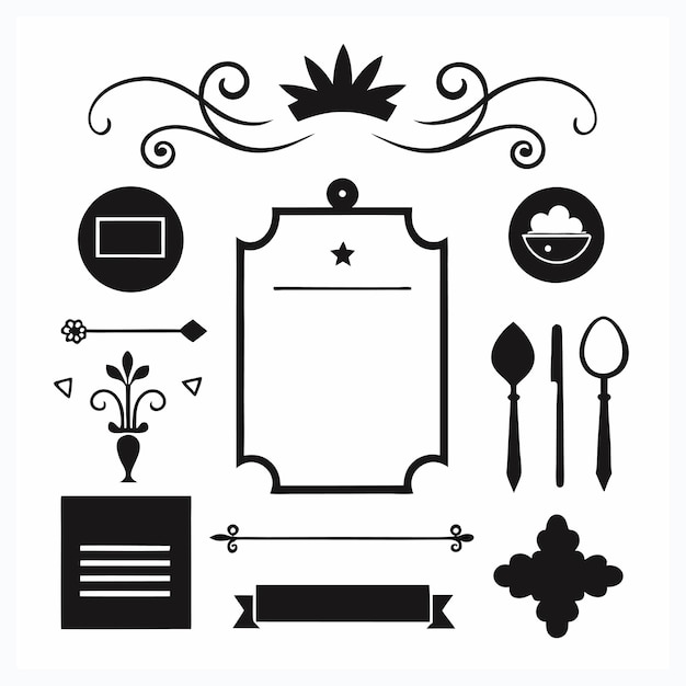 Elegantne kaligraficzne złote menu i elementy projektowania zaproszeń