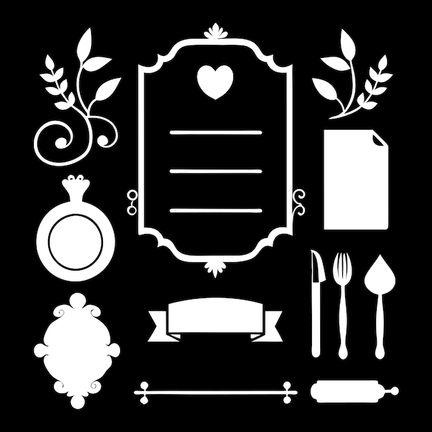 Elegantne kaligraficzne złote menu i elementy projektowania zaproszeń