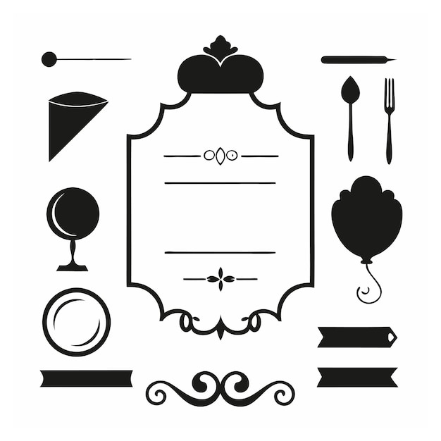 Elegantne kaligraficzne złote menu i elementy projektowania zaproszeń