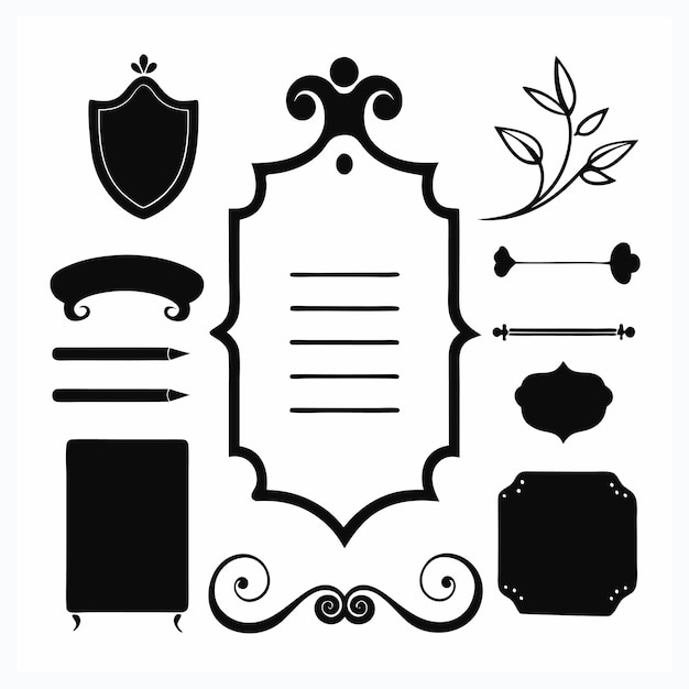 Elegantne kaligraficzne złote menu i elementy projektowania zaproszeń