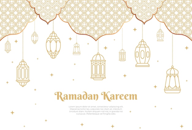 Plik wektorowy elegantne ramadan kareem tło islamskie tło wiszące złote latarnie kolekcja