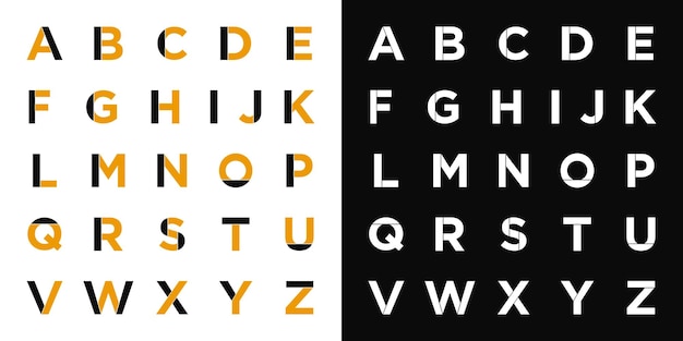 Elegantny minimalistyczny nowoczesny projekt alfabetu w stylu abstrakcyjnym Premium Vector