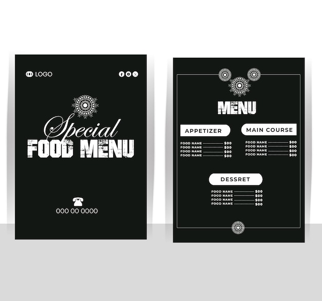 Elegantny projekt menu w restauracji