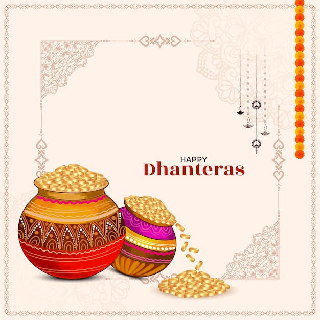 Elegantny Szczęśliwy Dhanteras Indyjski festiwal kulturalny