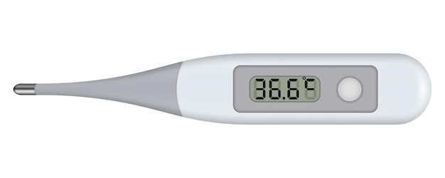 Plik wektorowy elektroniczny termometr medyczny do pomiaru cyfrowy termometr pokazujący temperaturę widok z góry ilustracja wektora