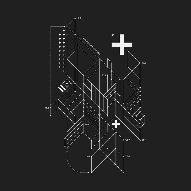 Element projektu abstrakcyjna w projekcie stylu na czarnym tle. Przydatne do drukowania i plakatów techno.