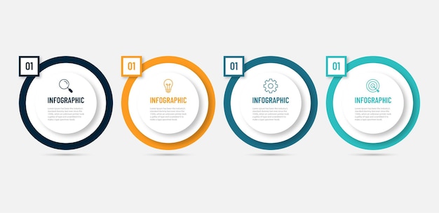 Element Projektu Infografiki Osi Czasu I Opcje Liczbowe Koncepcja Biznesowa Z 4 Krokami