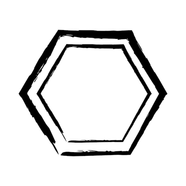 Element Tekstury Hexagon Grunge Ramka Kształt Obręczy Ikona Dla Dekoracyjnego Vintage Doodle Do Projektowania