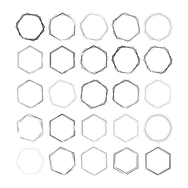 Element tekstury hexagon grunge ramka kształt obręczy ikona dla dekoracyjnego vintage doodle