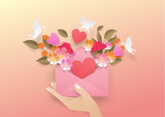 Plik wektorowy element valentine i miłość pojawiają się z listu