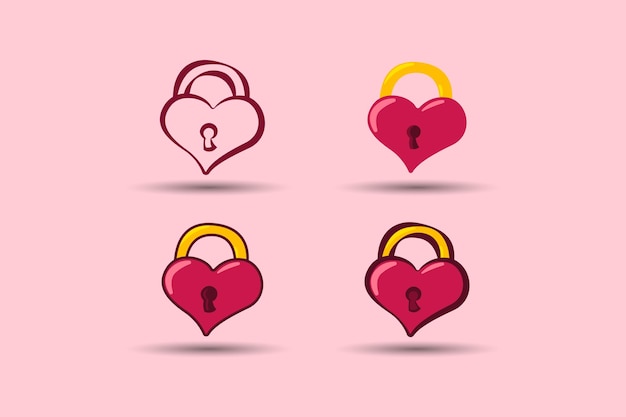 Element Walentynki Blokada Padu Miłości Zablokowane Ilustracji Wektorowych Serca