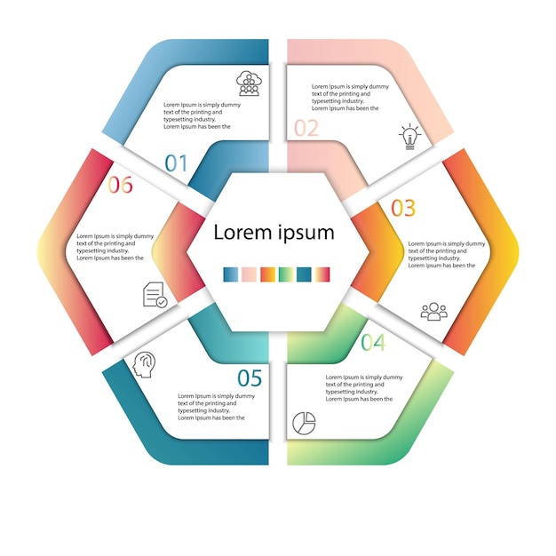 Elementy abstrakcyjne Infografika Sześciokątny kształt wektor danych Szablon Koncepcja procesu Krok dla strategii