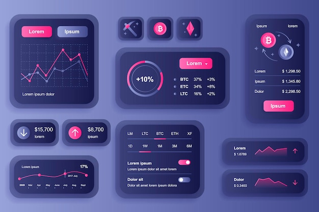 Elementy GUI dla aplikacji mobilnej kryptowaluty