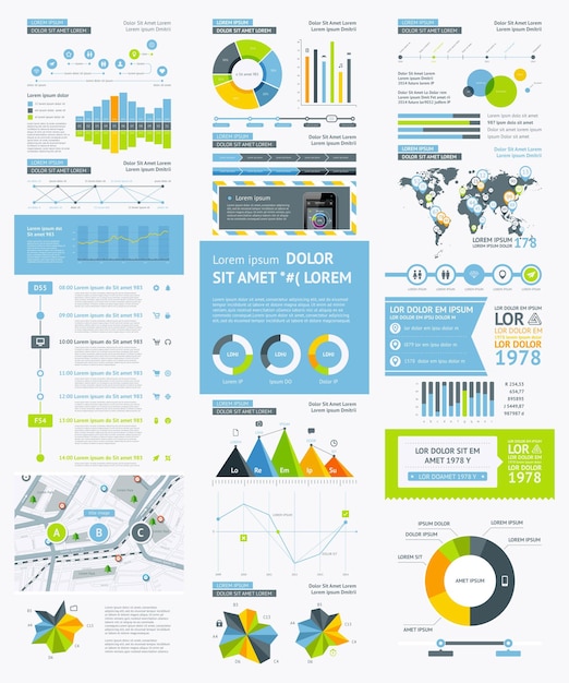 Plik wektorowy elementy infografiki z przyciskami i menu ilustracja wektorowa