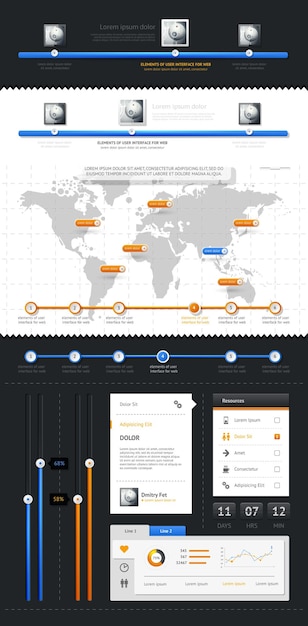 Elementy Infografiki Z Przyciskami I Menu Ilustracja Wektorowa