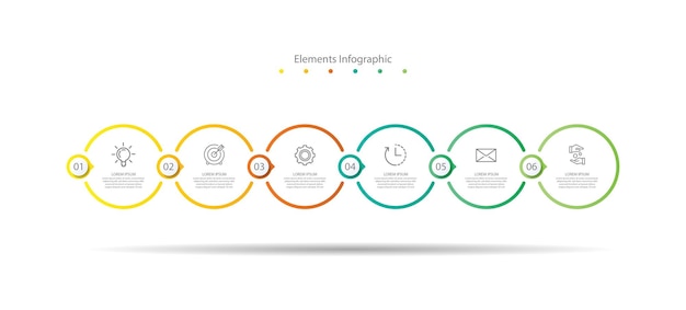 Elementy Infographic Szablon Biznesowy Koło Kolorowe Z Sześcioma Krokami