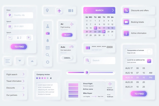 Elementy Interfejsu Użytkownika Do Rezerwacji Podróży W Aplikacji Mobilnej