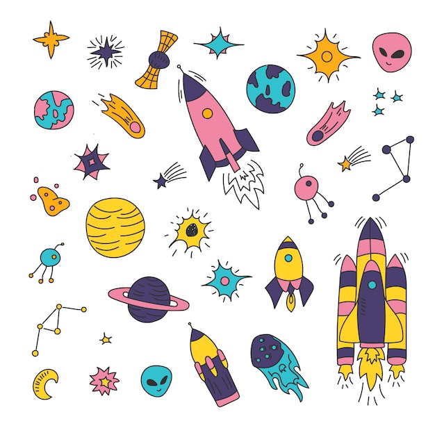 Elementy kosmiczne, gwiazda, kometa, asteroida, planety, księżyc, słońce