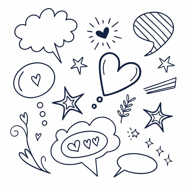 Elementy projektu Doodle wyizolowane na białym tle