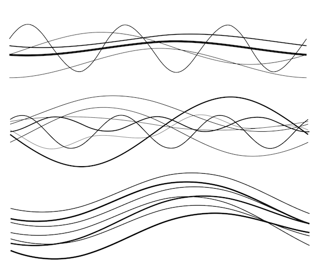 Elementy Projektu Fala Wielu Szarych Linii Abstrakcyjne Faliste Paski Na Białym Tle Na Białym Tle Kreatywna Grafika Liniowa