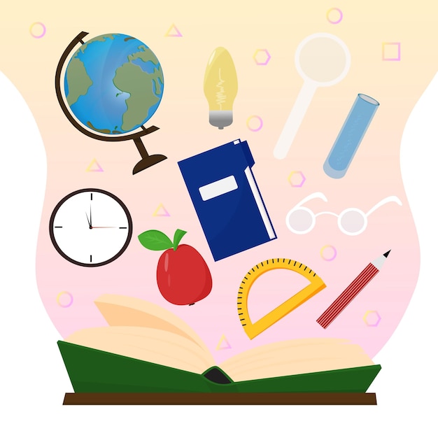 Elementy Szkoły Koncepcja Wiedzy I Ilustracji Wektorowych Uczenia Się