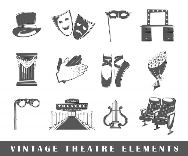 Plik wektorowy elementy teatru w stylu vintage