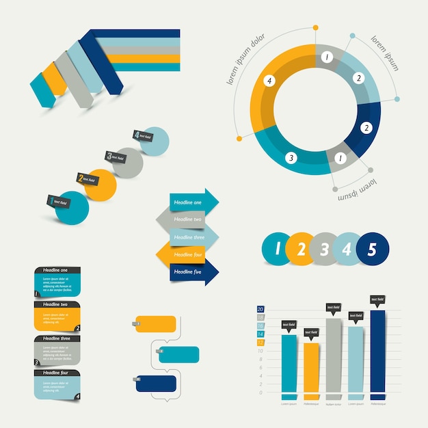 Elementy zestawu infografik