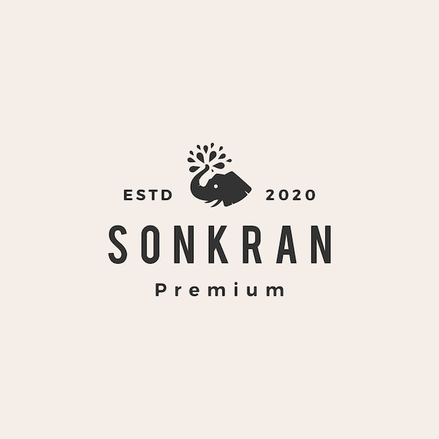 Elephant Water Sonkran Hipster Vintage Logo Icon