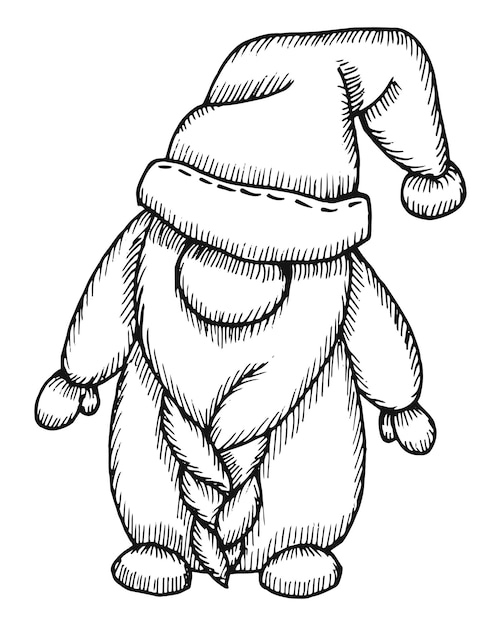 Plik wektorowy elf bożonarodzeniowy lub gnom wektor rysunek odręczny