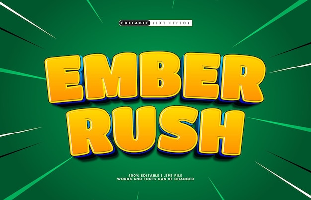 Ember Rush edytowalny efekt tekstowy z grą i radosnym stylem tekstu
