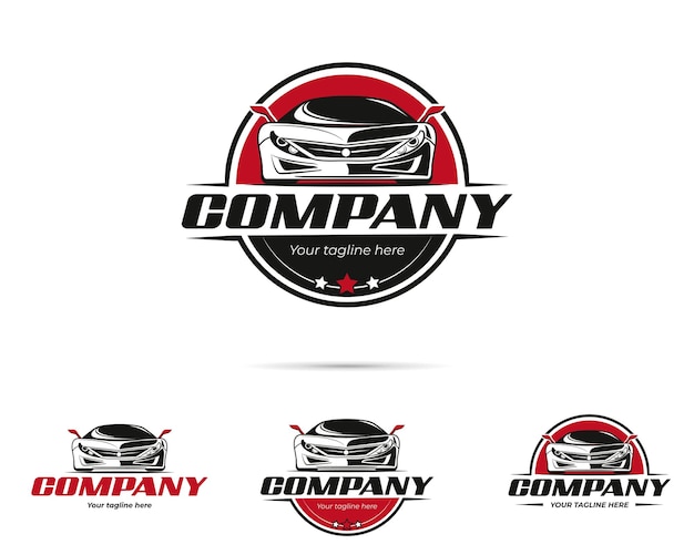 Plik wektorowy emblem badge logo samochodu z wariantami w kolorze czarnym i czerwonym