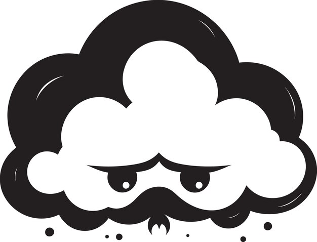 Plik wektorowy emblemat chmury z czarnego kreskówki angry cyclone angry cloud logo design