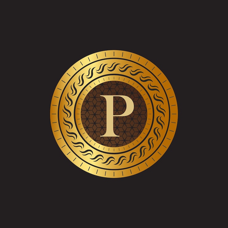 Wektor emblemat litery p monogram kręgu tkackiego wzorzec wdzięczny prosty projekt logo dla luksusowego herbu